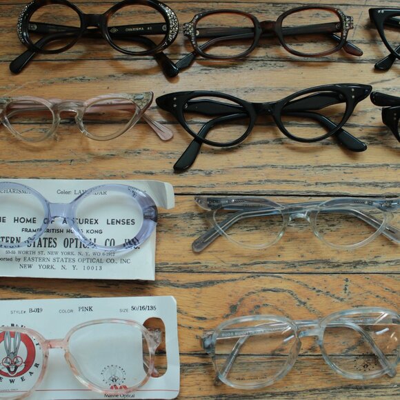 Lot of True Vintage Myopia Eyeglasses - NOS/Used - Cateye, 1960s, 1950s - Picture 1 of 7